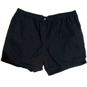 Plus size Woman Within pull on elastic waist black denim shorts, size 36W